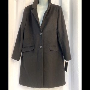 Jones New York Black Wool Blend Coat Size 12 Women's NWT.

37” length